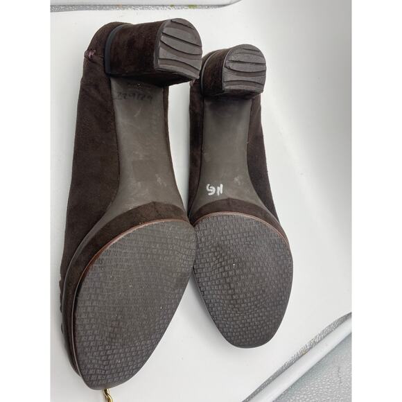 Stuart Weitzman Brown Suede 3” Heel Loafer tassels size 10 Made in Brazil - Picture 6 of 8